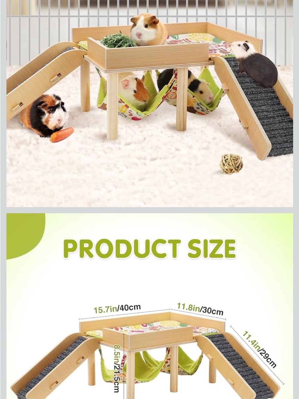 Small Pets Wooden Playstand with 2 Hammocks